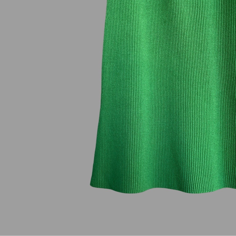 SEZANE Green Ribbed Knit Wool & Organic Cotton Naelle Pull On Midi Skirt S - Picture 13 of 16
